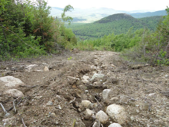 The eroded Mittersill access road, June 2011